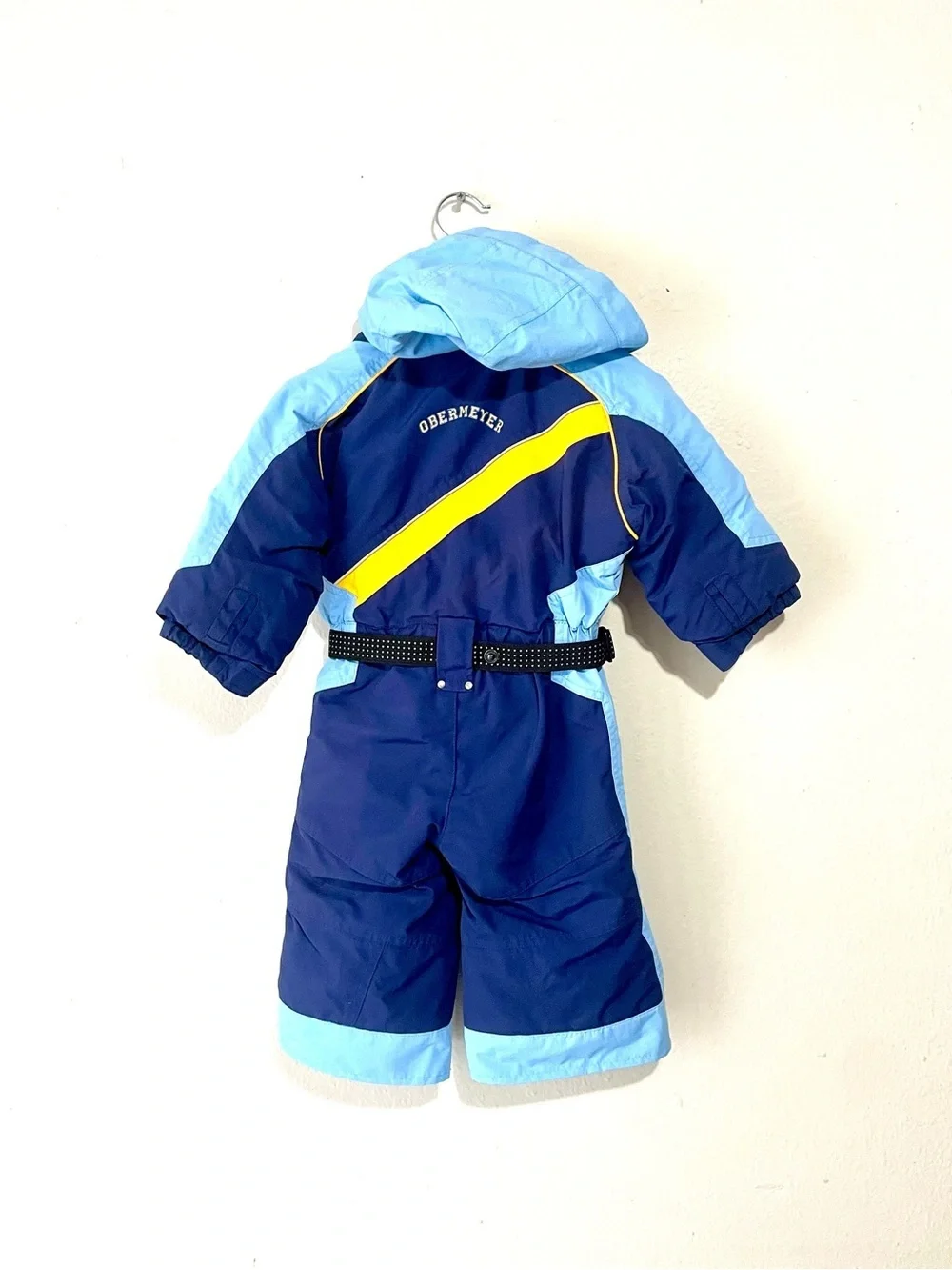 Obermeyer Navy, Light Blue & Yellow Kids One-Piece Ski Suit